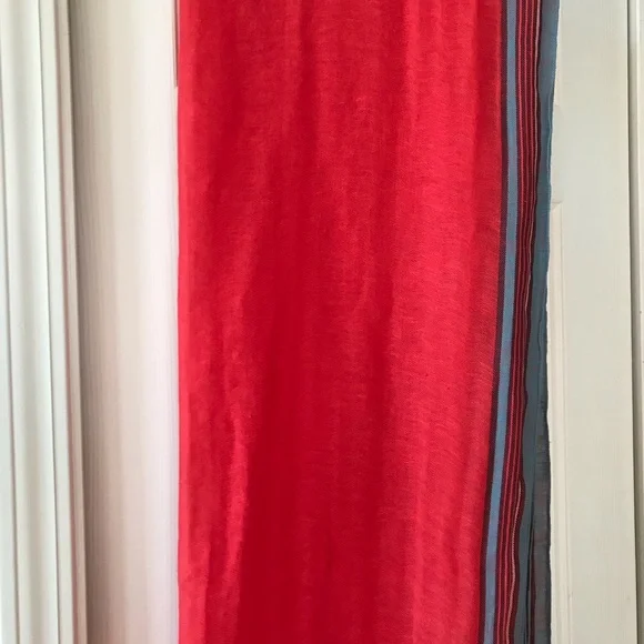 Long Red Striped Scarf - Picture 2 of 5
